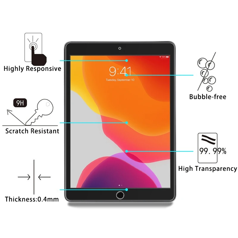 Защитная пленка из закаленного стекла для iPad 10,2 дюйма 9H 2.5D