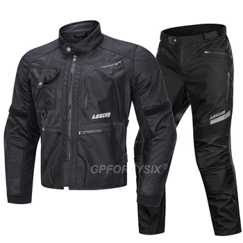 

LYSCHY Summer Mesh Motorcycle Jacket Anti-fall Reflective Motocross Jacket Chaqueta Motorbike Riding Jacket pants CE Protection