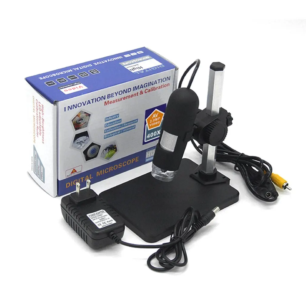 

400X Digital Microscope AV400 Monitor Microscope Magnifier Built-in 8 LED light HD 2.0MP Video AV Output Magnifying Tool