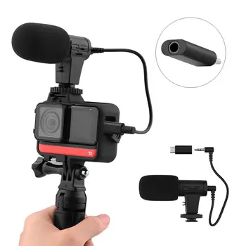 

3.5mm Camera Microphone Mini Portable Condenser Phone Video Camera Interview Microphone&Adapte for Insta360 One R Action Camera