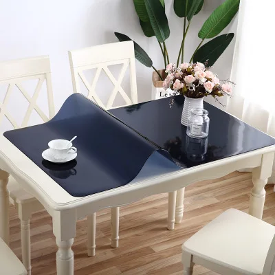 Black Tablecloth manteles Transparent Waterproof Kitchen Table protective table cover oil proof Glass Soft Cloth Table cloth 1.0 Black
