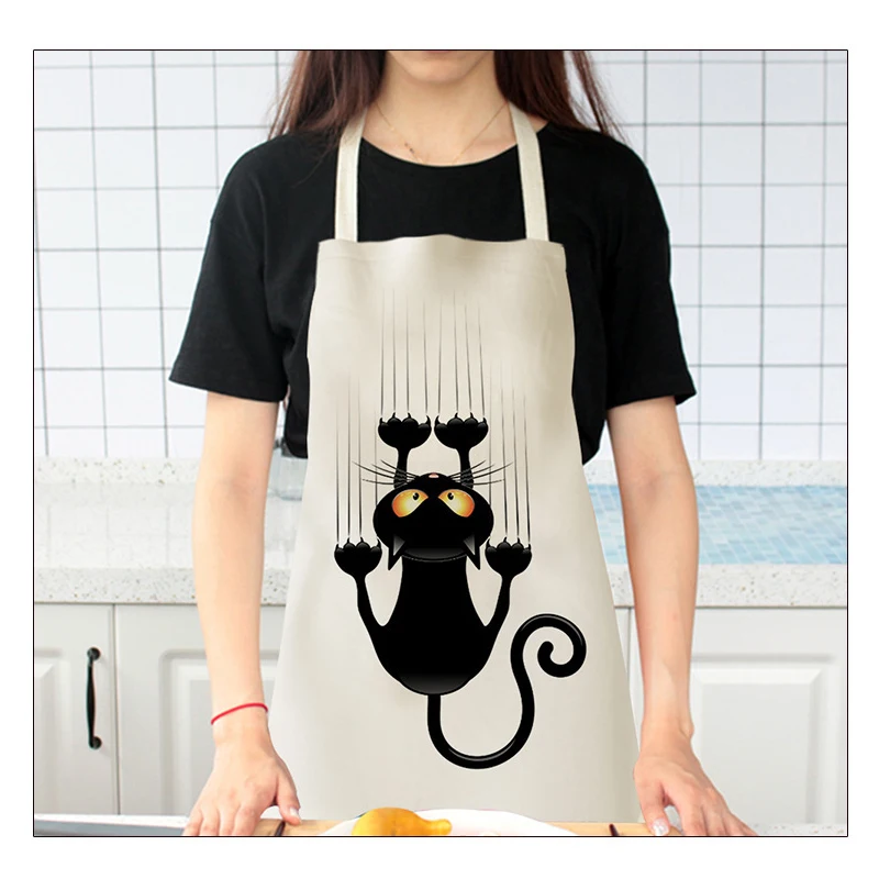 Cotton and Linen Cartoon Cat Print Sleeveless Waistband Kitchen Foreign Trade Advertising Custom Children Apron | Дом и сад