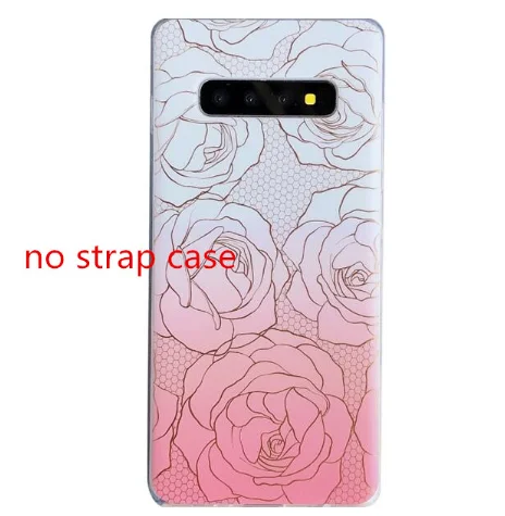 no strap phone case Для samsung galaxy note 10 pro 9 8 s10 s9 s8 plus s10e чехол Модный розовый цветок плечевой ремень Мягкий ТПУ чехол для телефона Забавный - Цвет: no strap phone case