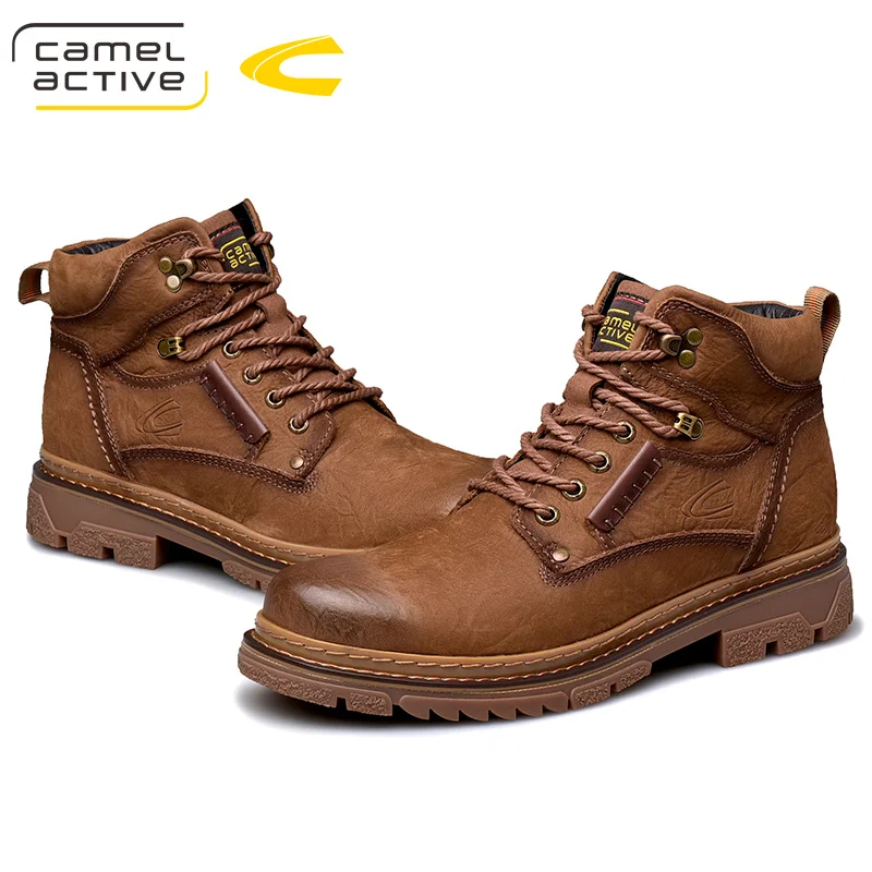 Мужские ботинки с высоким берцем Camel Active коричневые уличные из натуральной кожи в
