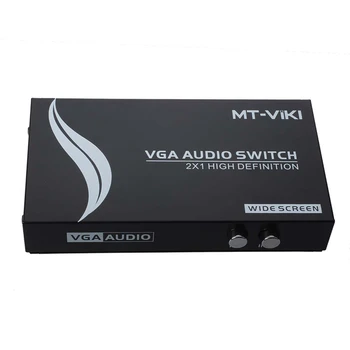 

2 Press Button Dual 15Pin VGA Ports In Audio Splitter Switch Box Black