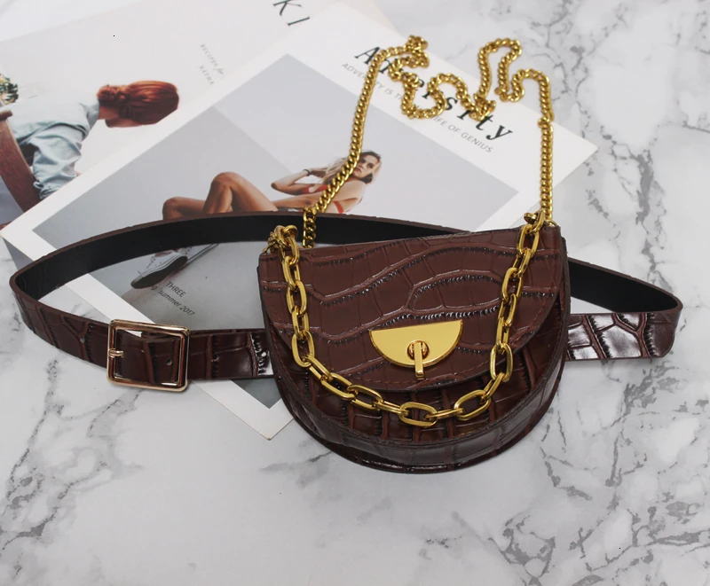Coffee color Сумка из искусственной кожи, ультрацветная, черная, на цепочке, с ремешком, индивидуальная, женская, новая, модная, подходит для осени и зимы, 1523 - Цвет: Coffee color