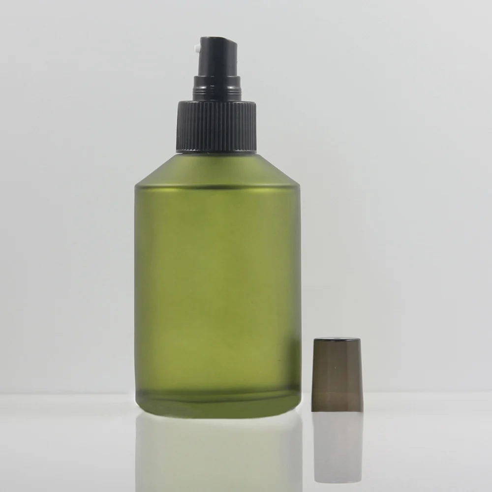 green frosted Стеклянные емкости для косметических средств 200 мл бутылка для лосьона с дозатором насос для крема для тела - Цвет: green frosted