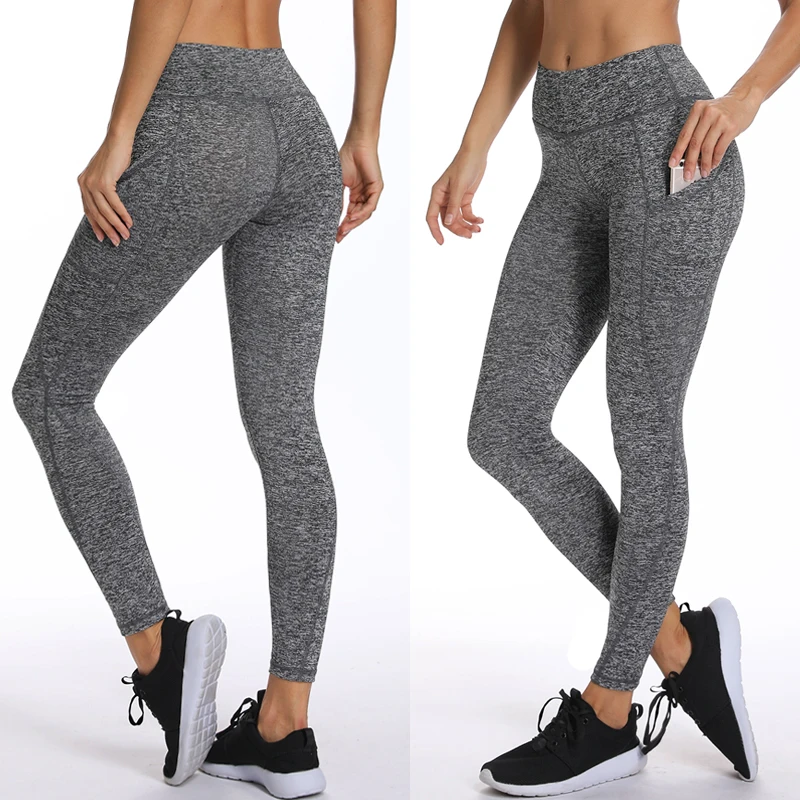 Pocket Solid Sport Yoga Pants High Waist Solid color Sport Leggings Fitness Women Leggings Training Running Pants Sportswear