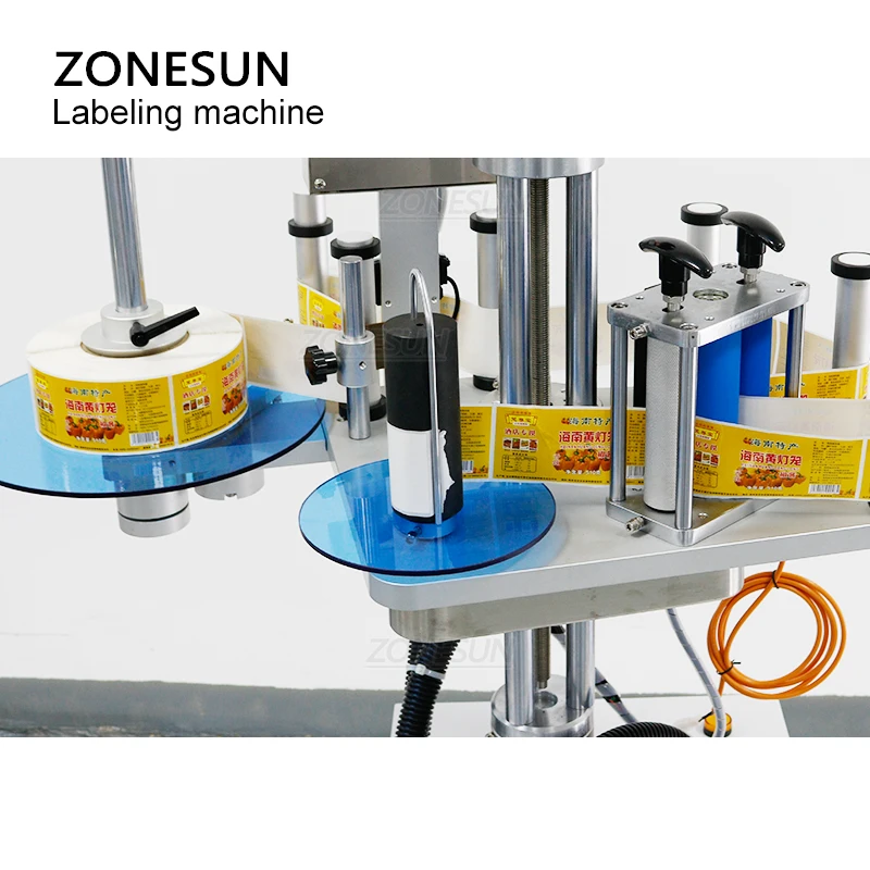 ZONESUN ZS-TB852 Automatic Round Bucket Labeling Machine Tabletop Jar Label Applicator Sticker Labeler Label Dispenser