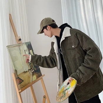 

Men's cotton clothing 2019 autumn and winter new lamb wool coat casual loose cotton youth personality fashion men's clothing