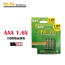 8 шт./лот 1,6 в aaa 1000mWh аккумуляторная батарея nizn Ni-Zn aaa 1,5 В аккумуляторная батарея мощная, чем Ni-MH Ni-Cd батарея