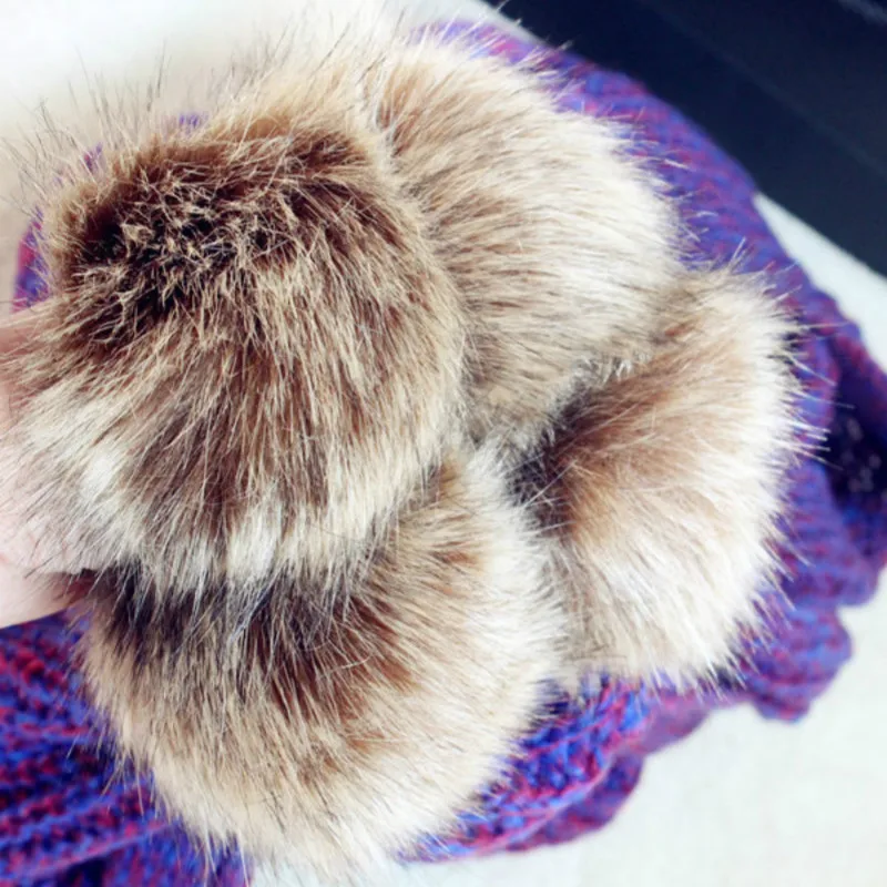 Зимний Большой вязаный шарик из кроличьего меха толстые шерстяные шарфы длинный