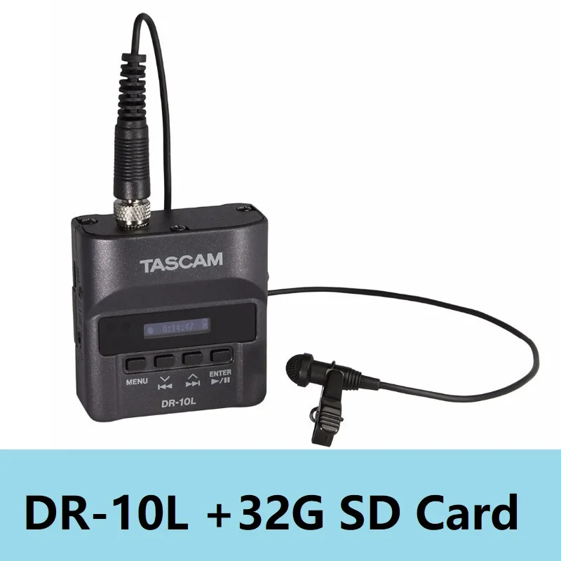 Tascam DR-10L высококачественный Миниатюрный цифровой аудиомагнитофон с петличный микрофон легкий корпус - Цвет: DR-10L and 32G card