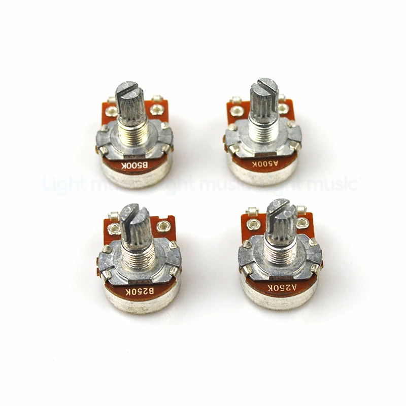 Guitar Potentiometer 2pcs A500K B500K A250K B250K Potentiometer Splined Small Pot Electric Guitar Bass Effect Amp Tone Volume 15mm 18mm Shaft Parts