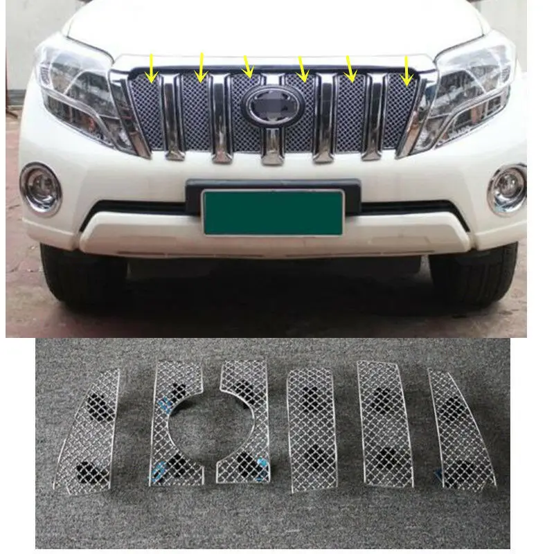 Сотовый Передняя решетка сетки крышка отделка 6 шт для Toyota LC Prado FJ150