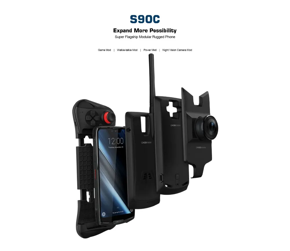 4gb + 128gb Original Doogee Impermeável Telefone Móvel Helio P70 Octa Núcleo 16mp 8mp 6.18 12v2a 5050mah Nfc Android 9.0 S90c Ip68 2 16mp 8mp 6.18