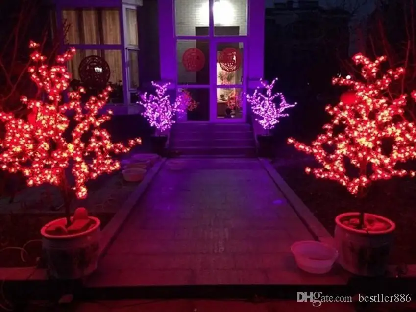 LED Artificial Cherry Blossom Tree Light Christmas Light 1152pcs LED Bulbs 2m/6.5ft Height 110/220VAC Rainproof Outdoor Use Free