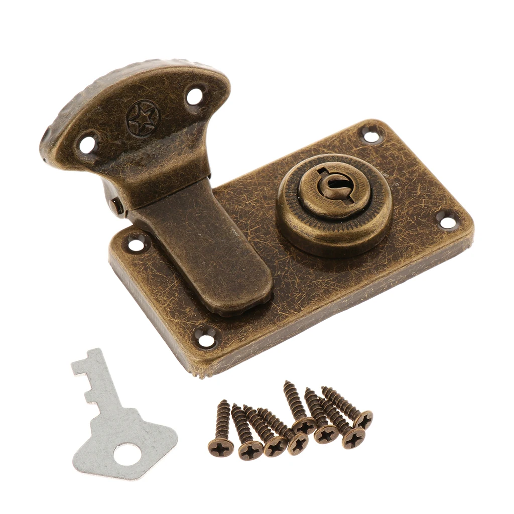 Small Door Lock Buckle Home Cabinet Closet Drawer Trunk Box Latch Bolt Locker with Key, Keyed Locker Lockset