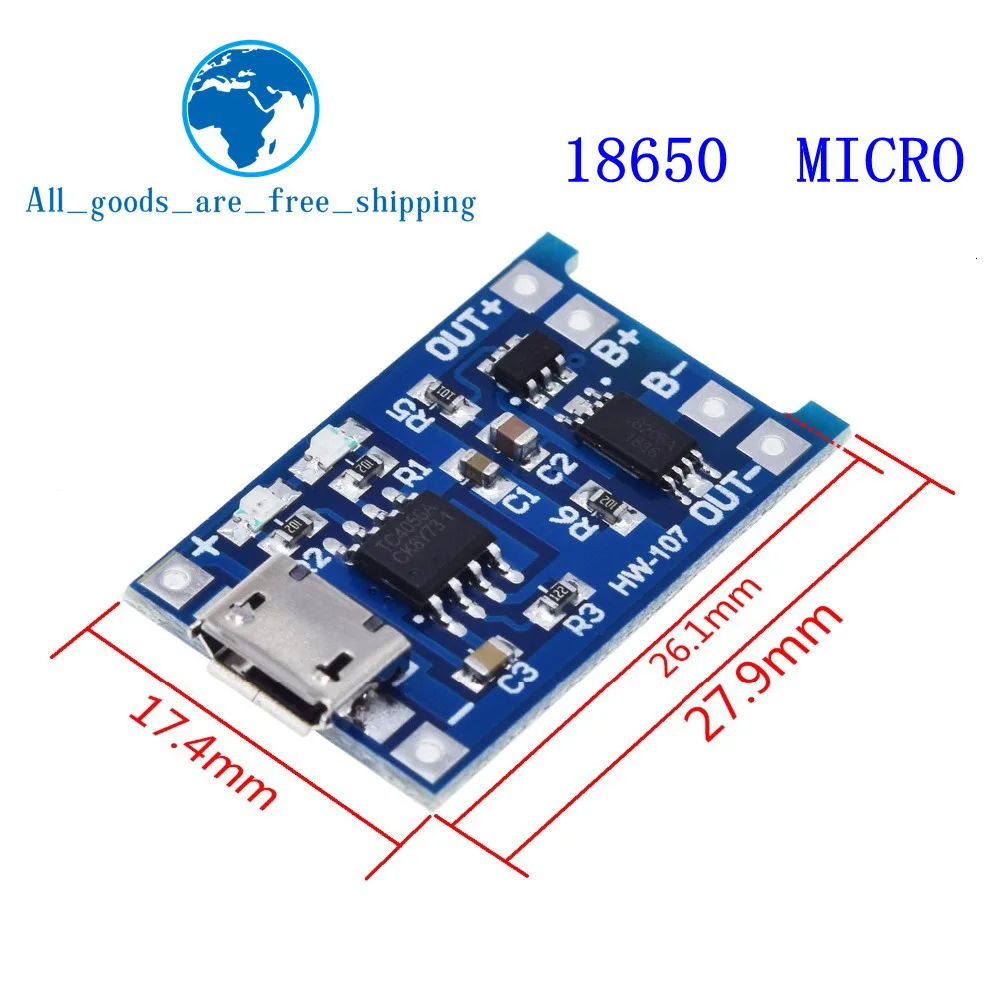 Type-c/Micro USB 5V 1A 18650 TP4056 модуль зарядного устройства литиевой батареи зарядная плата с защитой двойные функции 1A li-ion