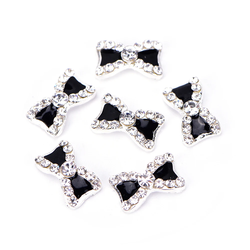 10Pcs Rhinestone Bowknot Bow Nail Art Glitters Decoration 3D Nail Art Sticker Manicure Nail Art Tips Tools