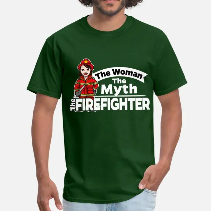 Дизайн пожарный Feuerwehr женщина миф Футболка женская черная Унисекс Мужская футболка короткий рукав хип-хоп Топ - Цвет: Men-Army Green