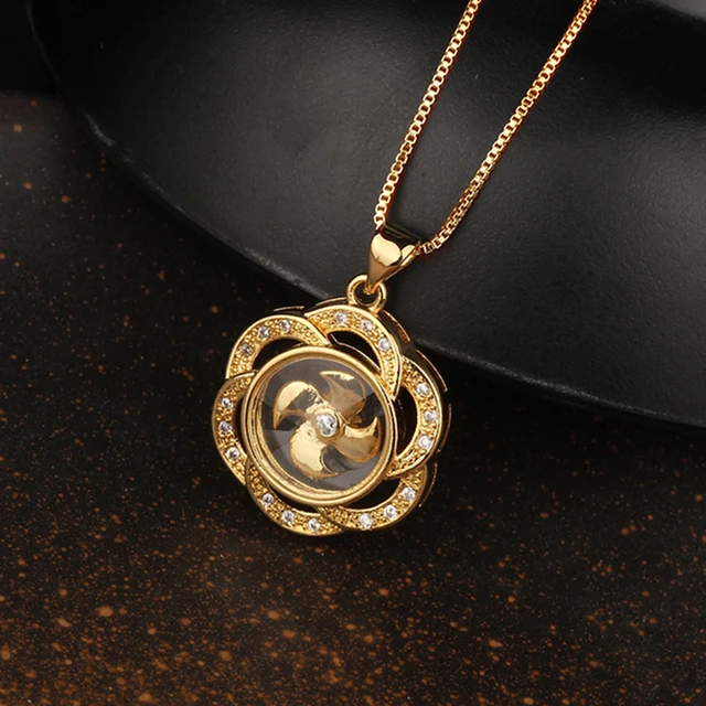 New Arrival Rotatable Windmill Pendant Necklace AAA Cubic Zirconia Pave Gold Silver Color Crystal Necklace Jewelry Women Men Style 8