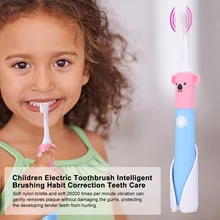 Детская электрическая зубная щетка перезаряжаемая звуковая вибрационная зубная щетка IPX7 Водонепроницаемая мягкая гигиена полости рта Массажная умная щетка