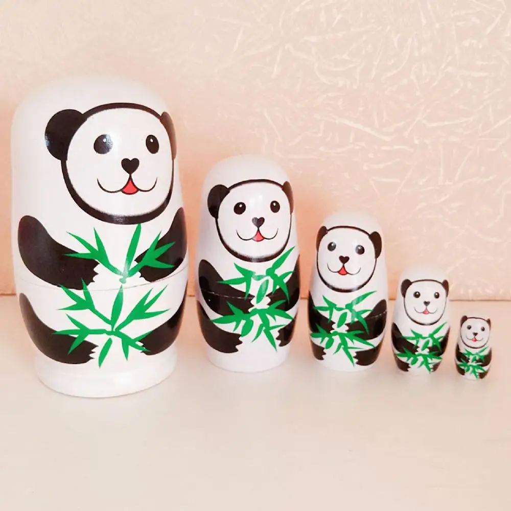 5pcs Hot Sale Matryoshka Toys Portable Delicate Design Color Painted Christmas Snowman Matryoshka Dolls Set Traditional Gift