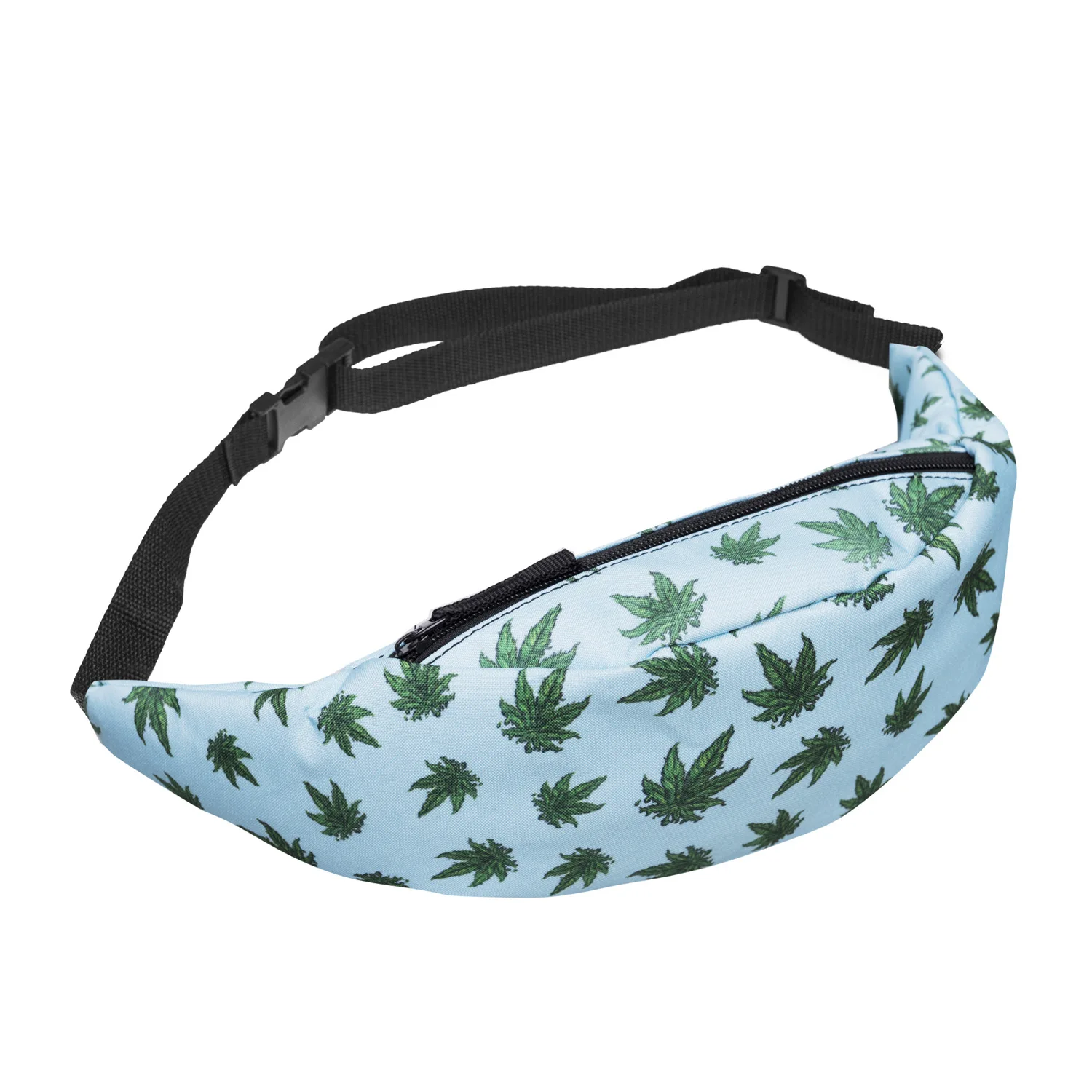 

Digital Printing Blue Green Hemp Fimble Leaf Wallet Chest Bag Shoulder Bag Hot Selling