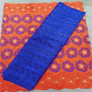 

2.5 y Swiss lace fabric +2.5 y Bazin Brode riche embroidery African 100% cotton fabrics Swiss voile lace popular Dubai style HL1