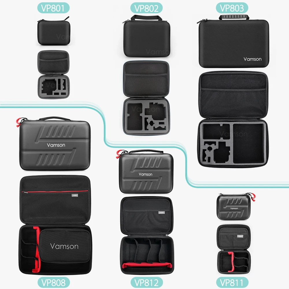 Vamson Large Waterproof Carrying Case PU for Gopro Hero 9/8/7/6 for DJI OSMO Action Camera for AKASO/YI Hard Shell Outdoor VP808-1