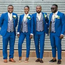 Лучшие популярные мужские свадебные костюмы из 3 предметов смокинг для жениха Мужские коллективные блейзеры куртка(куртка+ брюки+ жилет+ галстук