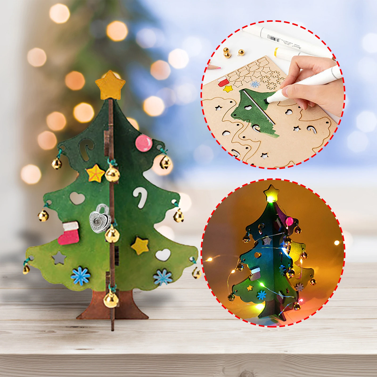 Árvore de natal diy materiais feitos à mão bell tree crianças pintados à mão  ornamentos de mesa natal árvore de natal flocos de neve enfeite|Suprimentos  de artesanato DIY| - AliExpress