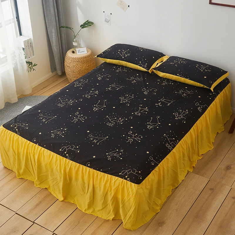 1 шт., постельное белье, простыня King size, набор простыней для королевы, простыни с принтом, плоский лист, качественная кровать, юбка, 180*200/200*220 см