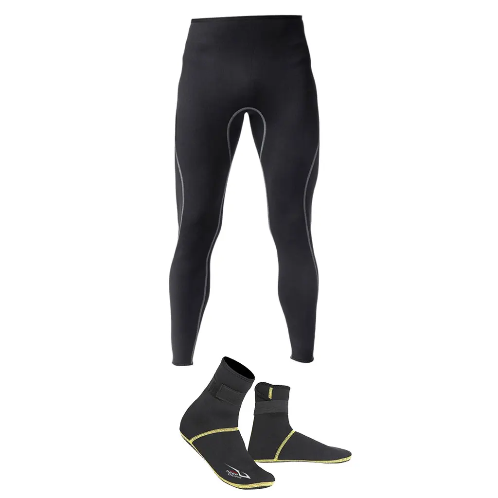 

MagiDeal Men Neoprene Wetsuit Trousers Surf Scuba Diving Pants and Socks Snorkeling Leggings Trousers