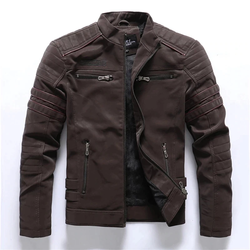 

Mens Leather Motor Cycle Jackets Men's Casual Fashion Stand Collar Jacket Men Slim High Quality PU Leather Coats Faux Fur Coat