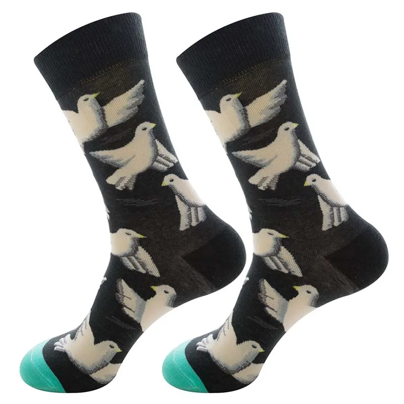 Women Colorful Combed Cotton Socks Shark Skull Pattern Long Tube Happy Men Socks Novelty Skateboard Crew Casual Crazy Socks - Color: 19