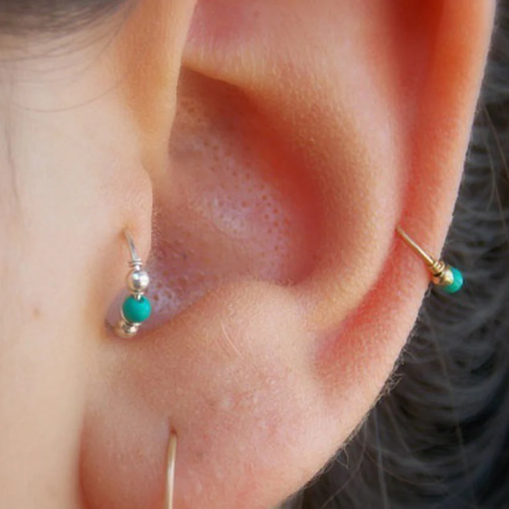 1 шт. Синий Круглый бисер Нос кольцо унисекс пирсинг Ушная перегородка стиль