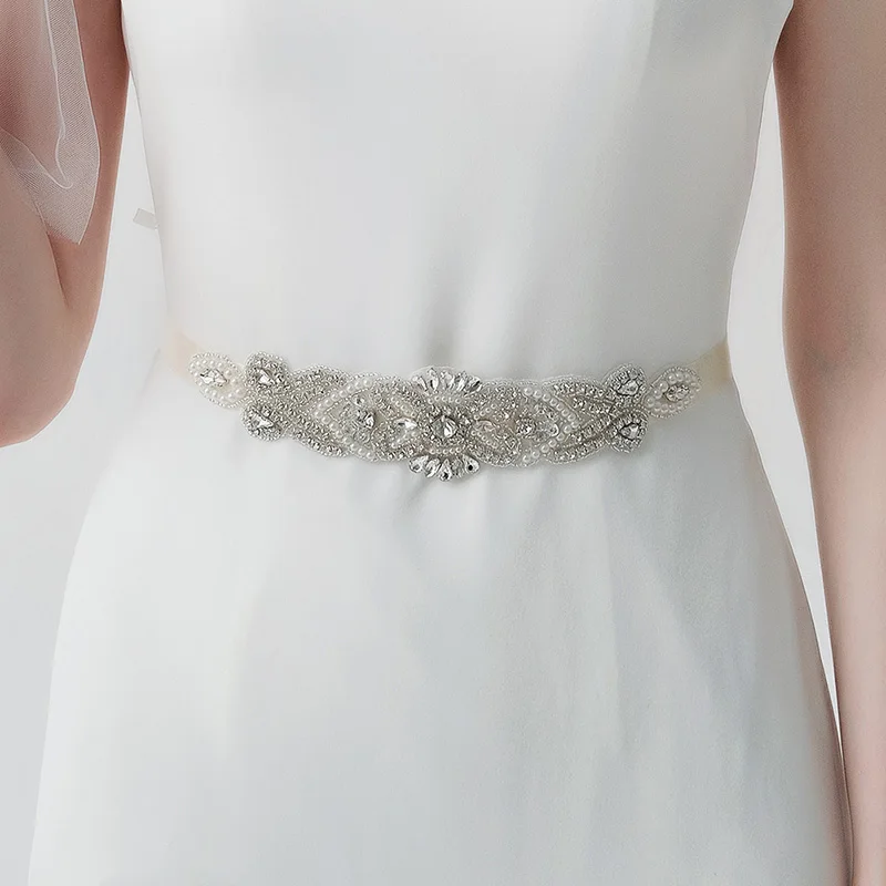 Efily Bridal Handmade Rhinestone Belts for Women Accessories Party Pearl Wedding Dress Belt Strass Bride Sash Bridesmaid Gift