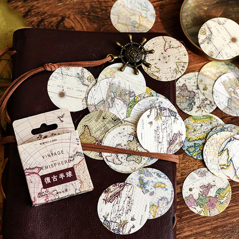 

46pc Creative Vintage Poster Map Travel Around The World Decorative Stationery Stickers Scrapbooking DIY Diary Album Stick Lable