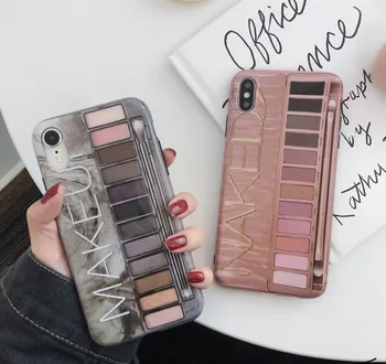 

100Pcs Luxury Eye Shadow Box Case For iPhone 11 Pro Max Cosmetic Makeup Soft TPU Case For iPhone Xs Max XR 6 6S 7 8 Plus SE 2020
