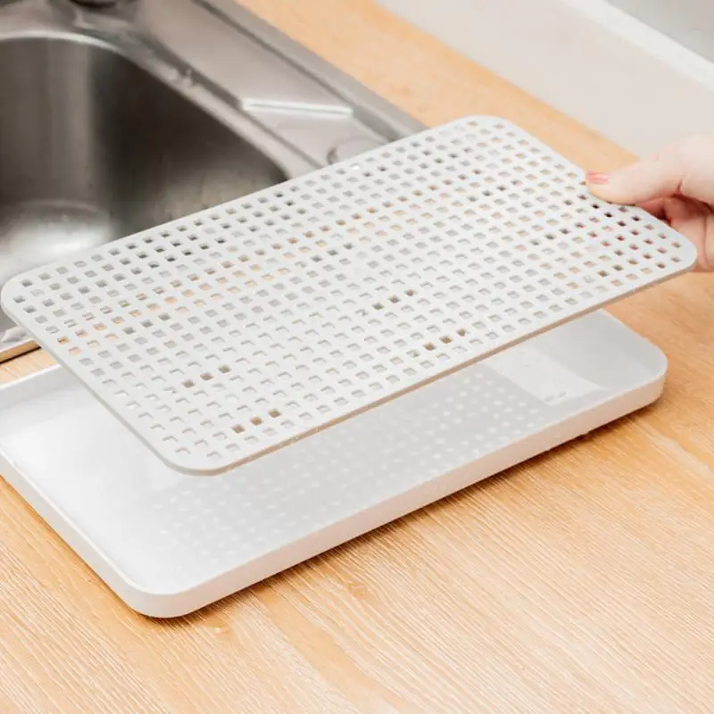 Kitchen Double-layer Drain Rack Vegetable Fruit Dish Sponge Drainer Holder Basket Dinnerware Drying Shelf Plastic | Дом и сад
