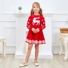 Красное рождественское праздничное платье для девочек платья с длинными рукавами для девочек зимние детские платья для девочек, костюм для дня рождения, одежда 8 лет