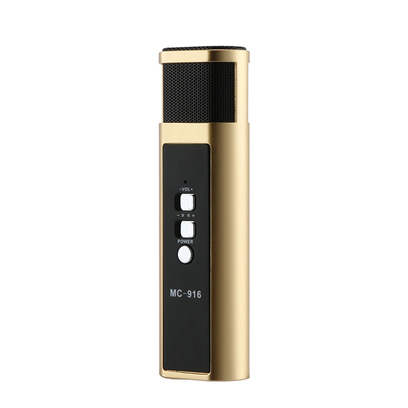 Gold MC-916 запись звука двойные караоке микрофоны Мини конденсаторный микрофоны студия для компьютера usb Динамический микрофон - Цвет: Gold