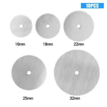 

10pcs Stainless Steel Saw Blades Circular Woodworking Plastic Wood Thin Acrylic Cutting Disc with 2pcs Connecting Rods