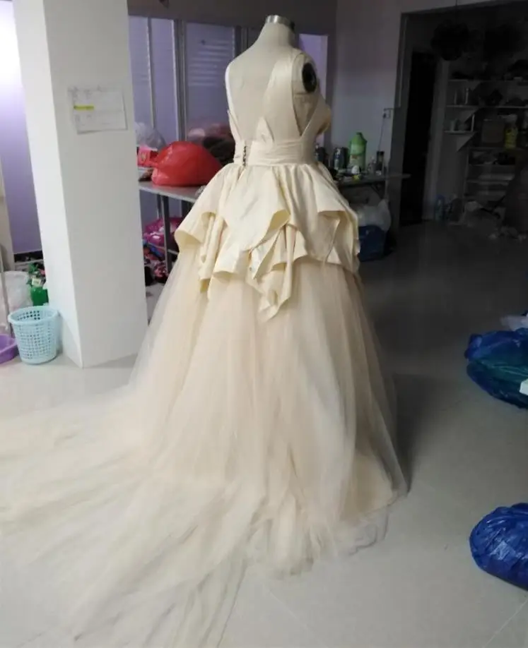 Шампань плюс размер Бальные вечерние платья Robe de Soiree вечерние платья выпускного вечера V шеи реальные фотографии