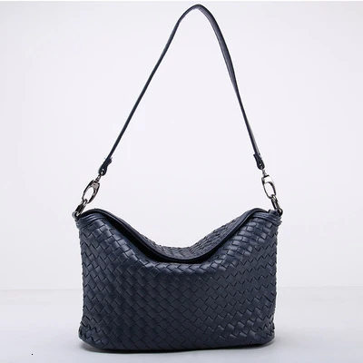 Navy blue Unua amo, тканая сумка через плечо, женская мода, яркие цвета, имитация овчины, Портативная сумка-мессенджер, женская сумка на плечо с полумесяцем - Цвет: Navy blue