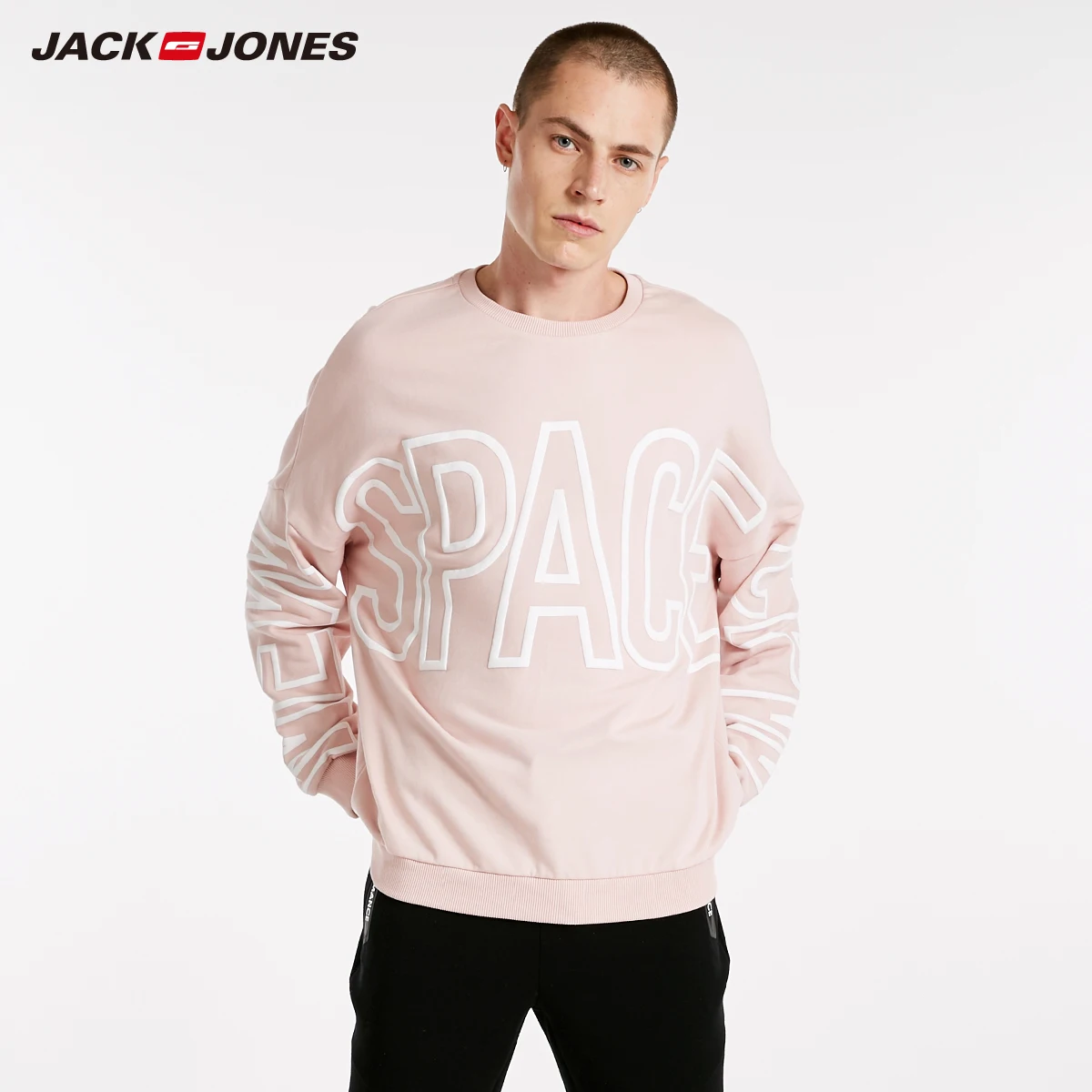 JackJones мужская толстовка с круглым вырезом и принтом букв | 218333528 - Цвет: Somke Rose