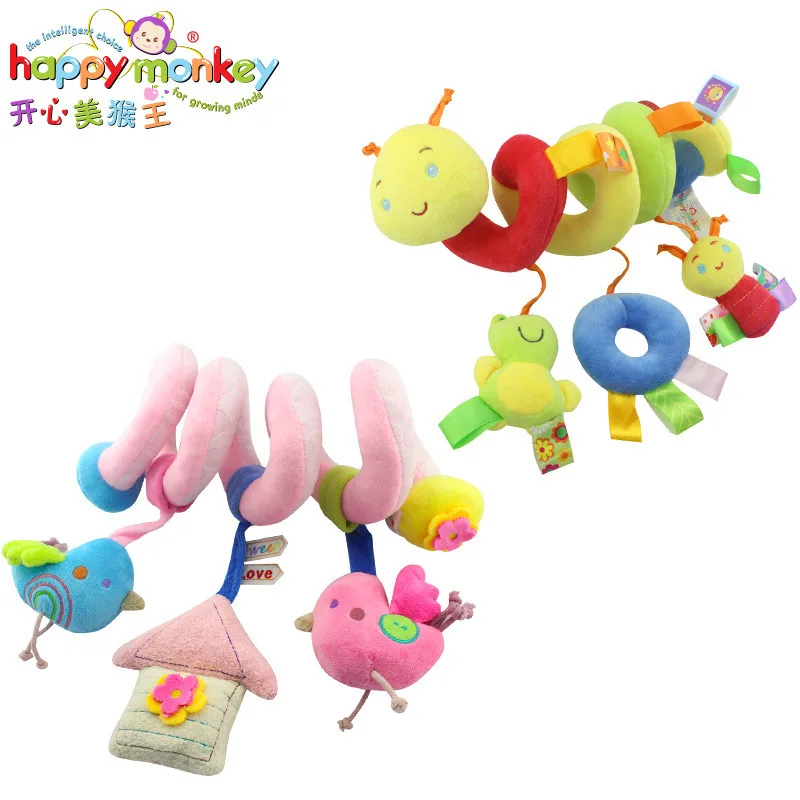 HAPPY Monkey Infants токарный станок висячая птица насекомое Музыкальная кровать вокруг игрушки с погремушкой заряжен