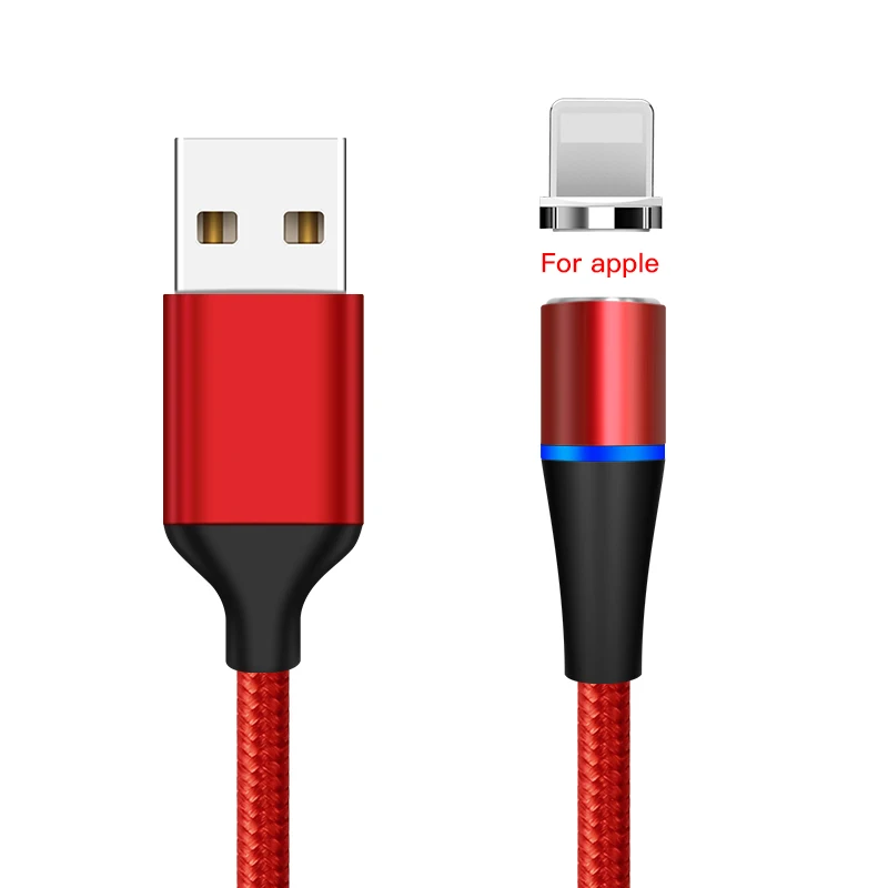 ESVNE 3A Быстрая зарядка Магнитный Micro Usb кабель для Iphone Освещение Usb C Typc C кабель магнитное зарядное устройство кабель для мобильного телефона - Цвет: for Apple Red